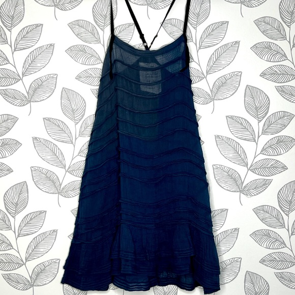 Free People Other - Free People FP One Intimates Slip Dress XS Navy Blue Boho Ruffles